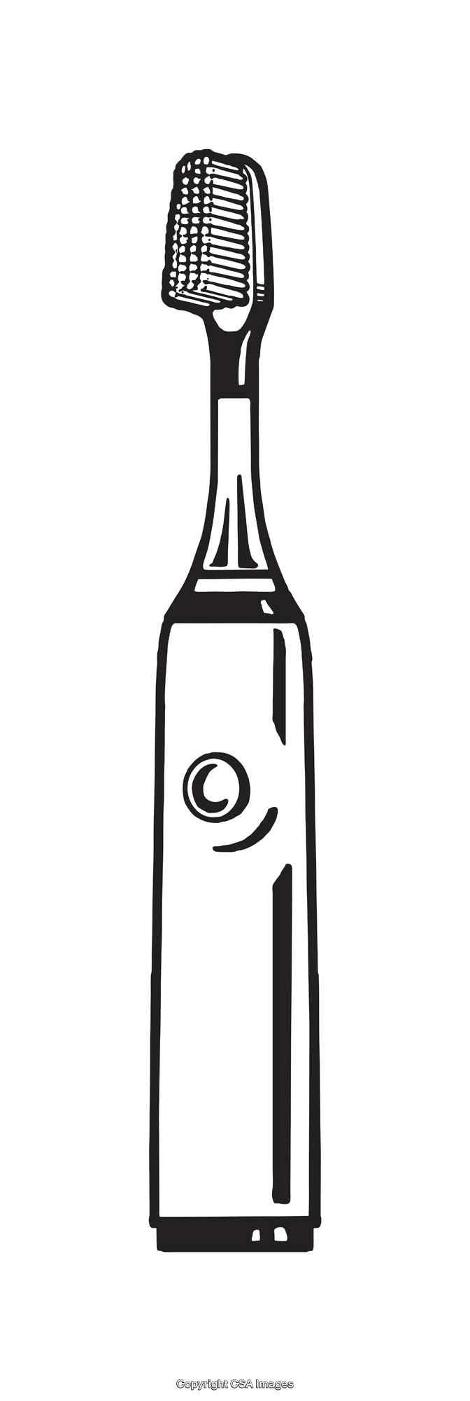 Black and White Line Art Illustration of an Electric Toothbrush