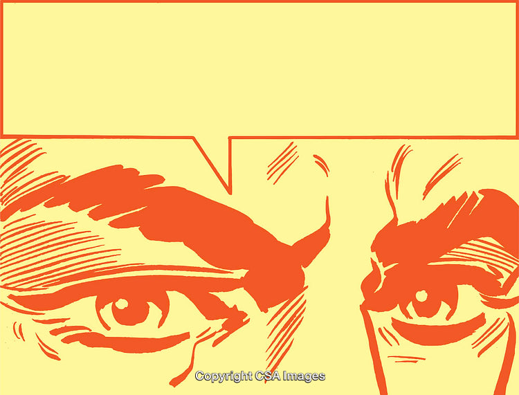 Retro Pop Art Illustration of Eyes and Empty Speech Bubble