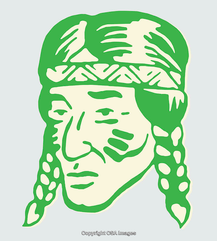 Green Line Art Illustration of a Character with Braided Hair