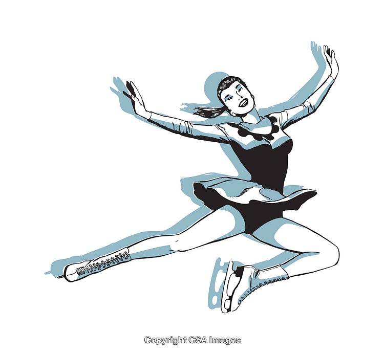 Dynamic Illustration of an Ice Skater in a Graceful Jumping Pose