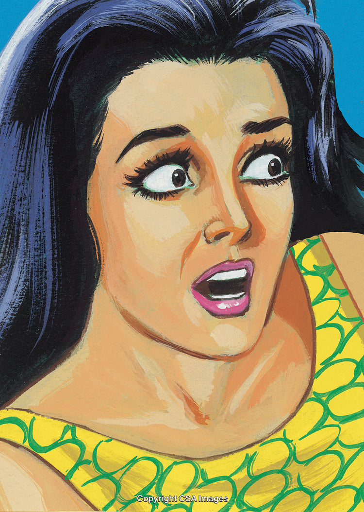 Pop Art Style Portrait of a Surprised Woman With a Vibrant Expression