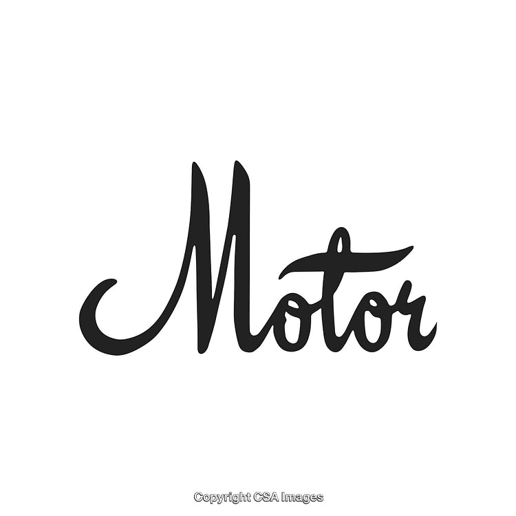 Elegant Script Typography Design Featuring The Word Motor in Black Text