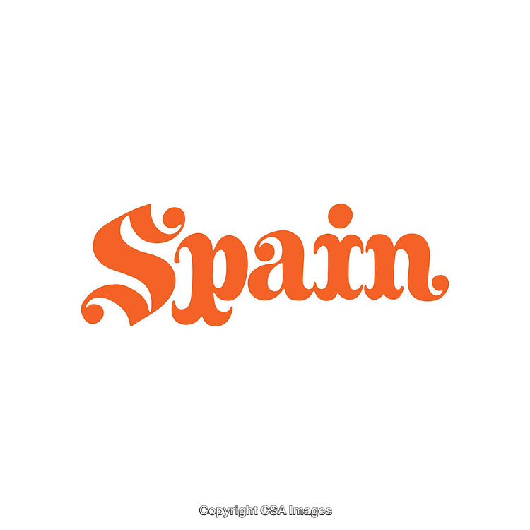 Decorative Text Typography Featuring the Word "Spain" in Orange Font
