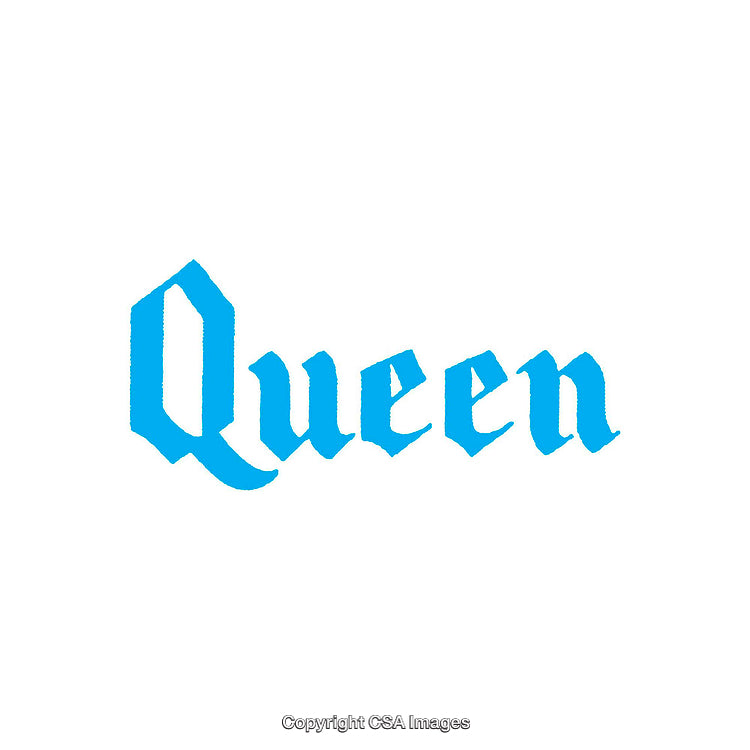 Blue Text Design Featuring the Word 'Queen' in Gothic Typeface