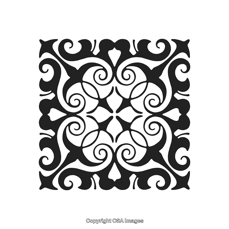 Intricate Black and White Decorative Floral Ornament Design