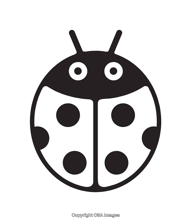 Black and White Line Art Illustration of a Ladybug with Dotted Wings