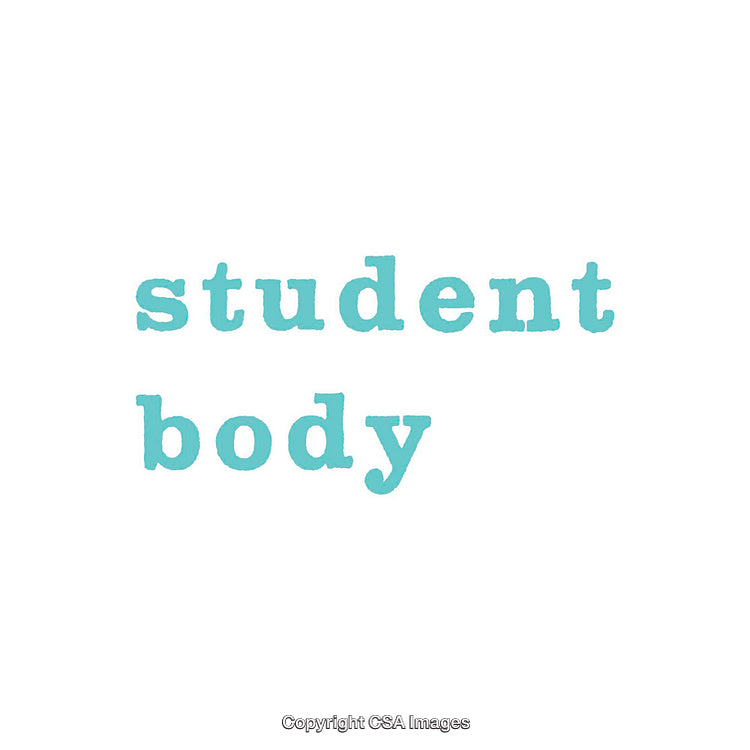 Blue Text Reading Student Body on White Background Giving Bold Statement