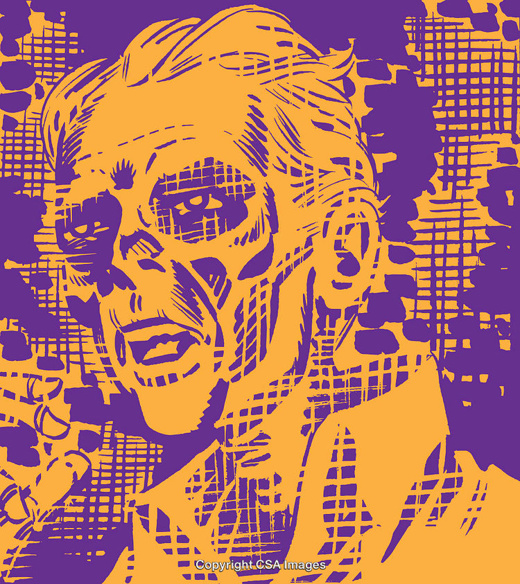 Vivid Artistic Illustration of a Skull-Like Face in Bold Colors
