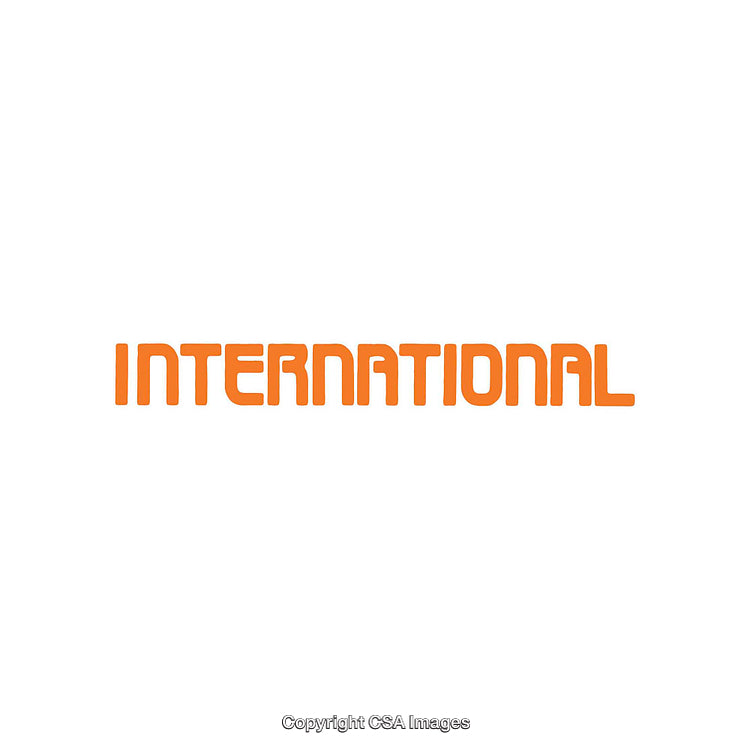 Orange Word Design 'International' on White Background With Modern Typeface