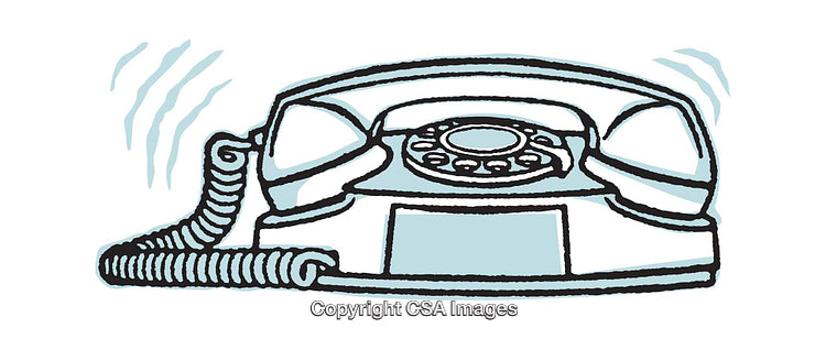Vintage Style Line Art of a Ringing Dial Telephone