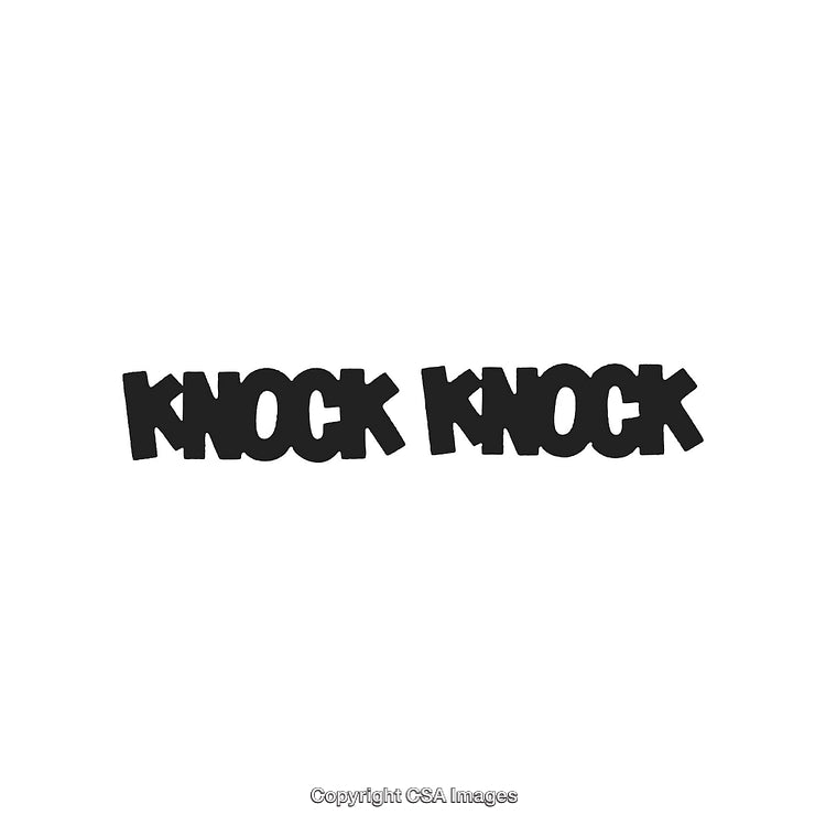 Bold Black Text Saying Knock Knock on a Clean White Background