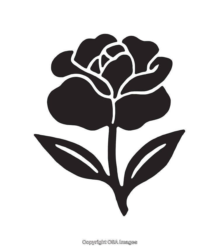 Black And White Rose Silhouette Line Art with Simple Design