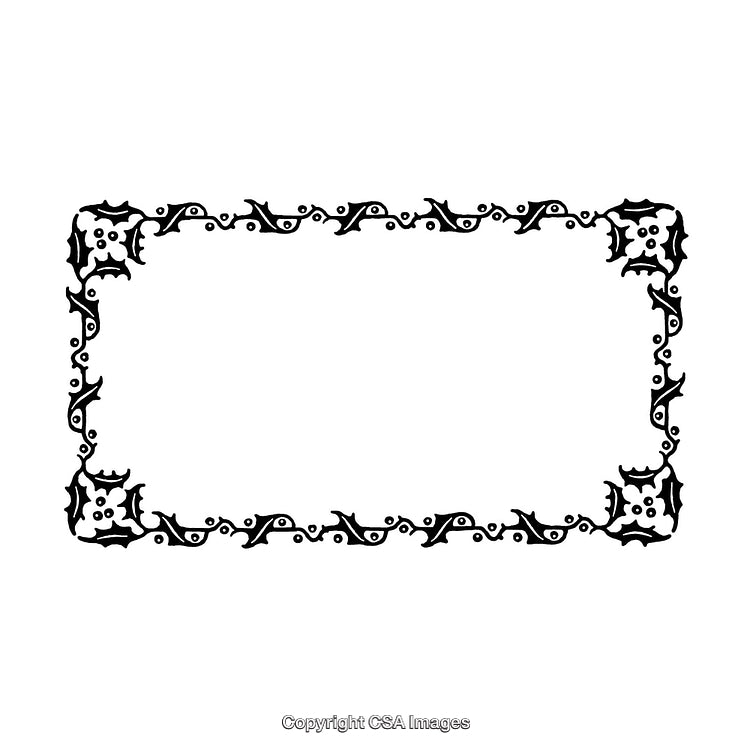 Black and White Decorative Border with Artistic Floral Pattern