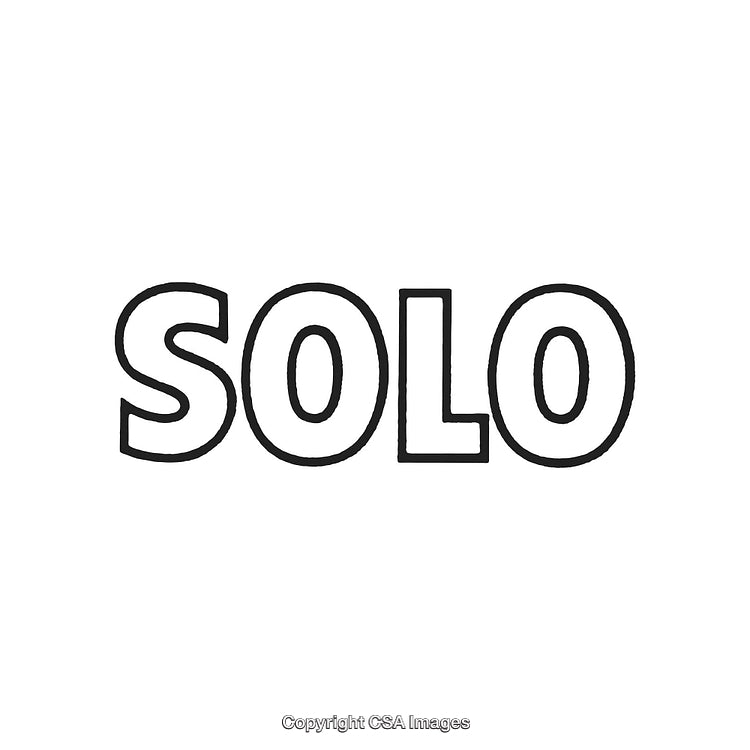 Bold Typography Text Highlighting the Word Solo on a White Background
