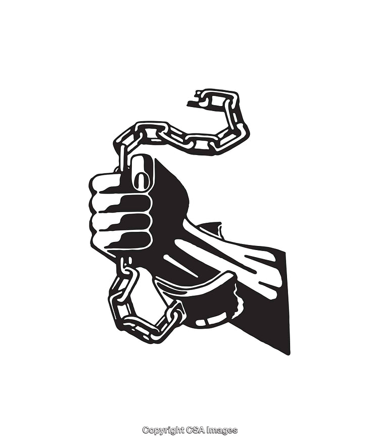 Illustration of a Fist Breaking Free From Chains Symbolizing Freedom