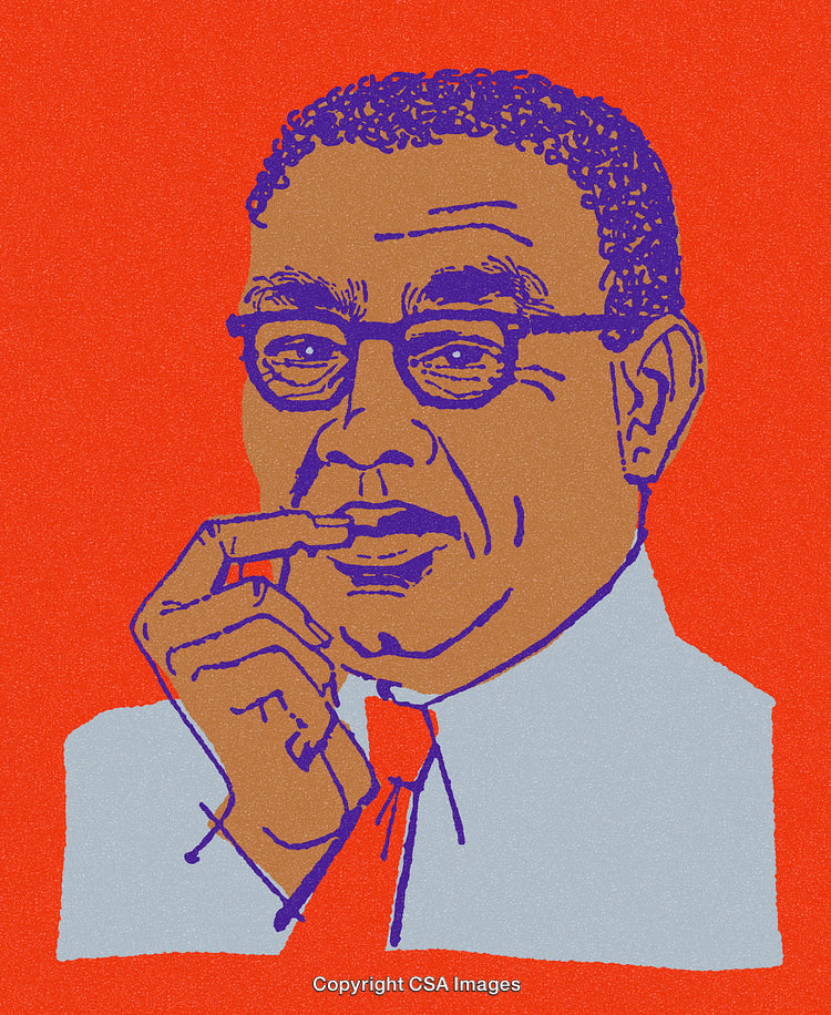 Colorful Digital Illustration of a Thoughtful Man in Artistic Style
