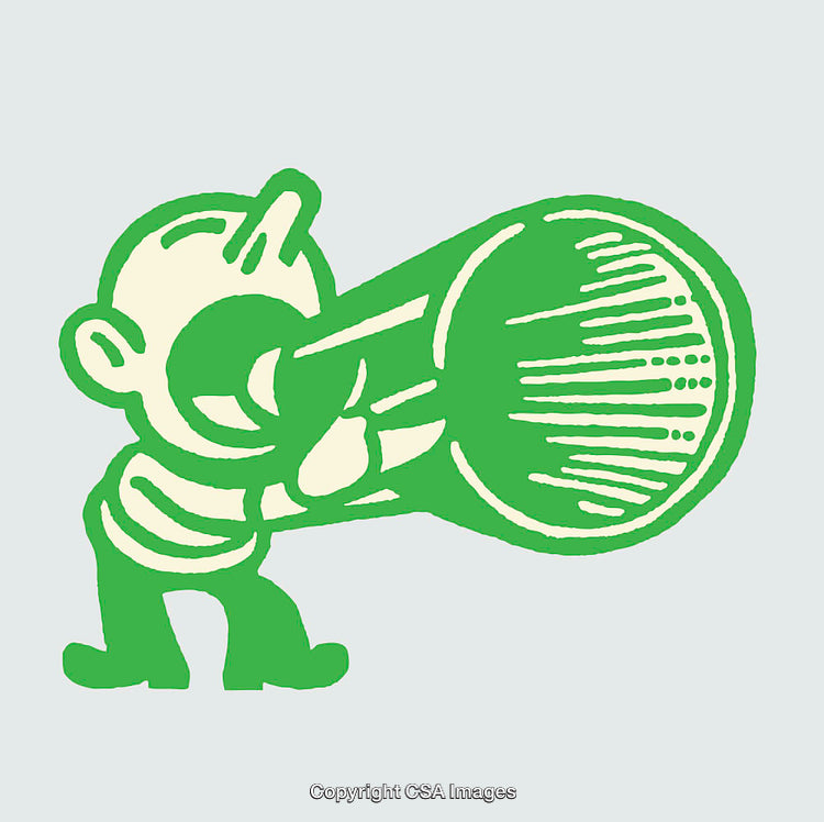 Green Line Art Illustration of a Person Yelling Through a Megaphone