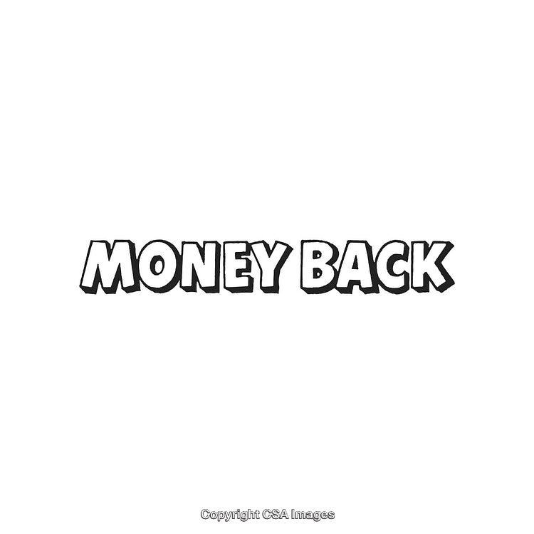 Money Back Guarantee Text In Bold Black And White Cartoon Style Font