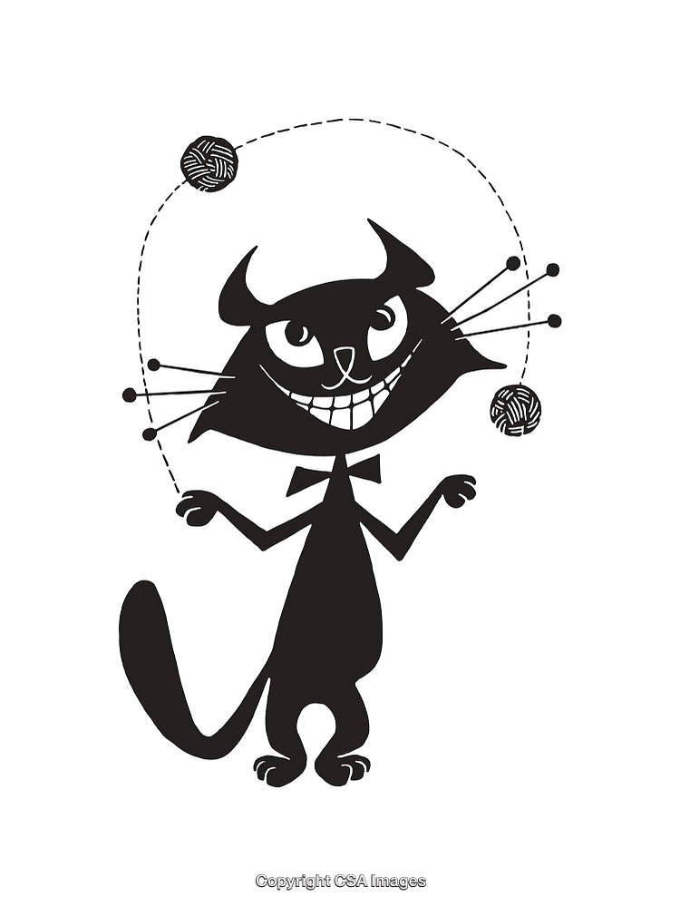 Playful Black Cat Illustration With Abstract Elements and Artistic Design