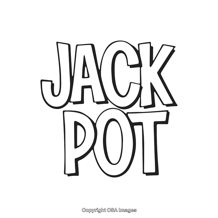 Stacked Hand-Drawn Jackpot Text With a Playful Monochrome Design