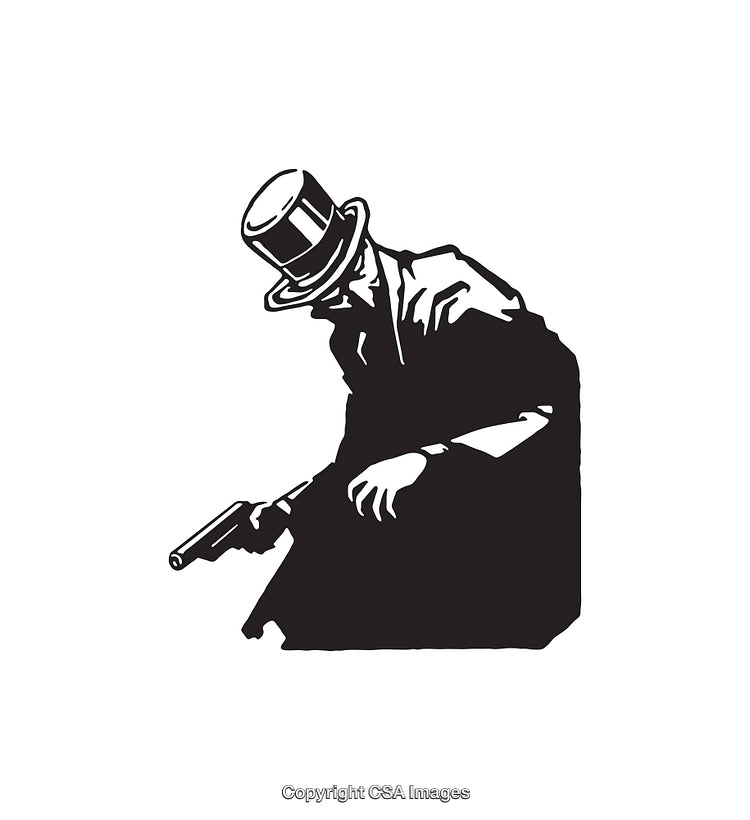 Black And White Line Art of A Man Holding A Gun