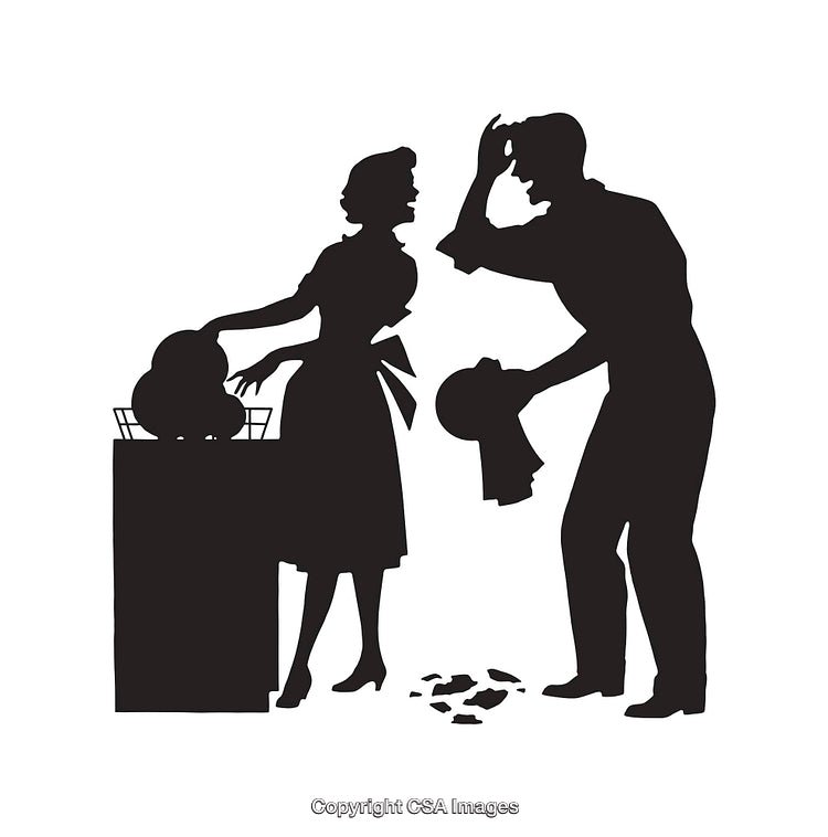 Vintage Silhouette of a Couple at a Household Scene