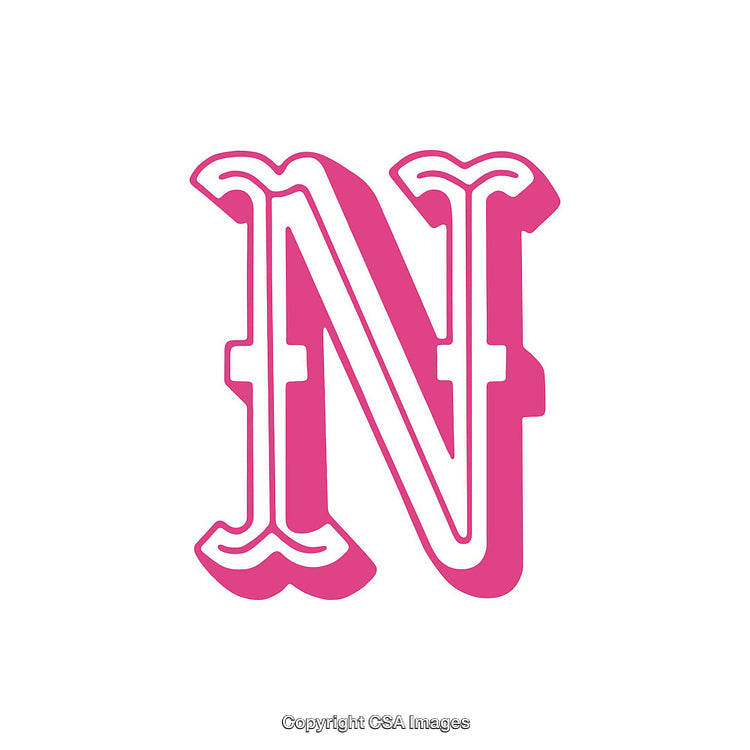 Elegant Pink Letter N Design with White Accents on Isolated Background