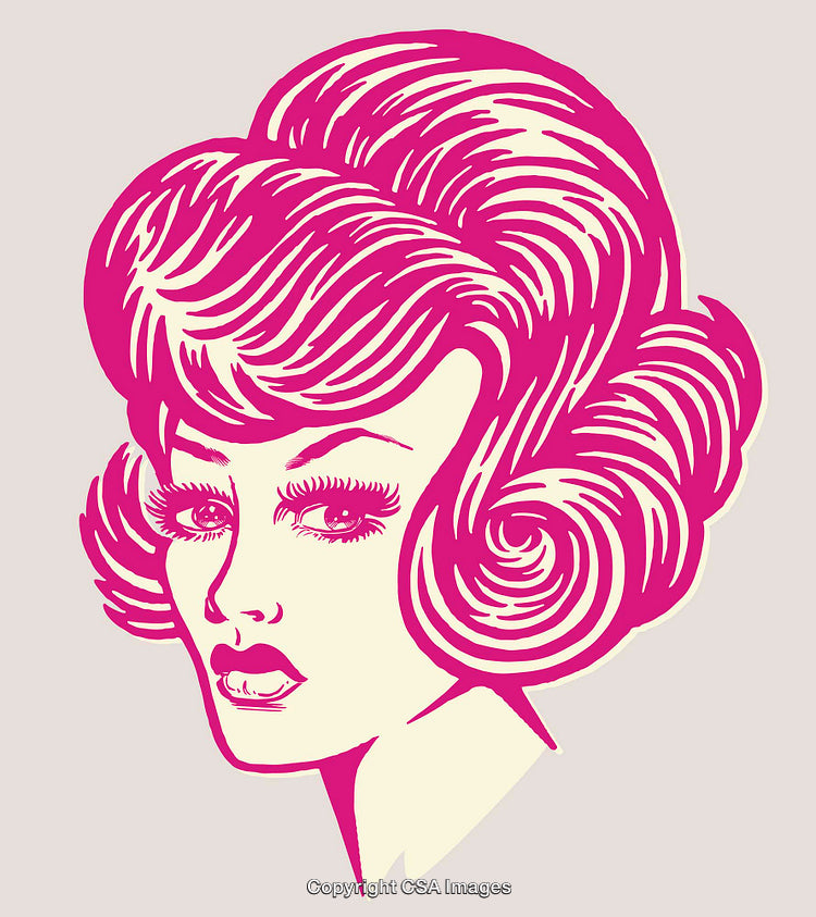 Retro Pop Art Style Woman Portrait with Iconic Hair Illustration