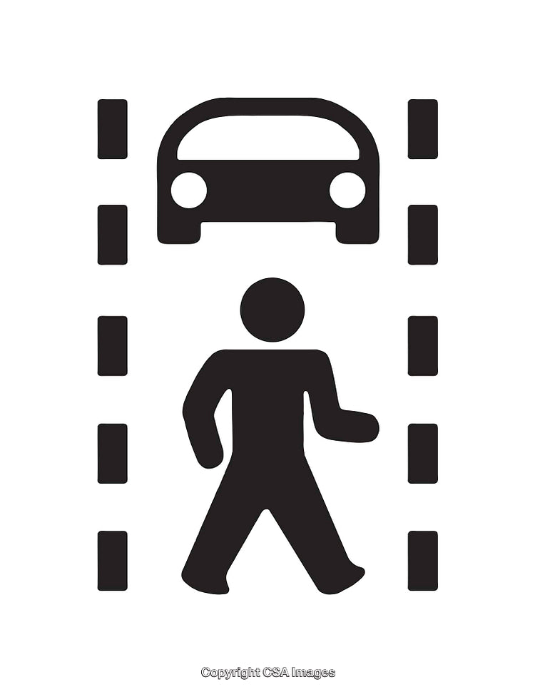 Silhouette Pedestrian Traffic Safety Icon in Black and White