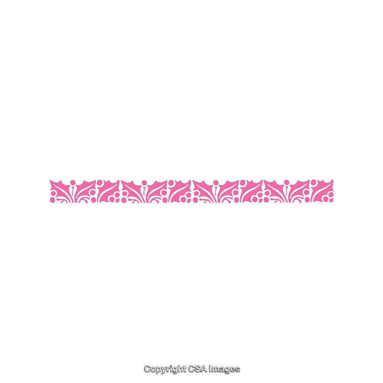 Pink Holly Border Design Featuring Festive Seasonal Holiday Pattern Artwork
