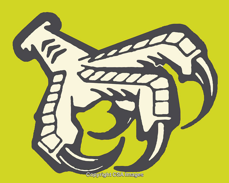 Abstract Claw Shape Illustration on Lime Green Background