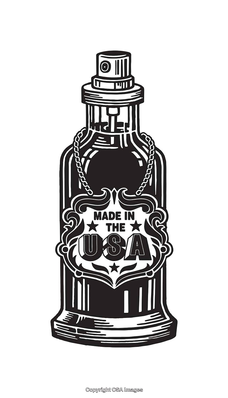 Detailed Black and White Perfume Bottle Line Art Illustration