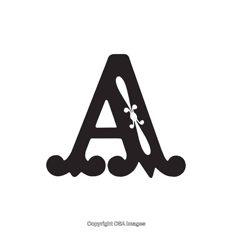 Decorative Black Letter A with Elegant Script Design