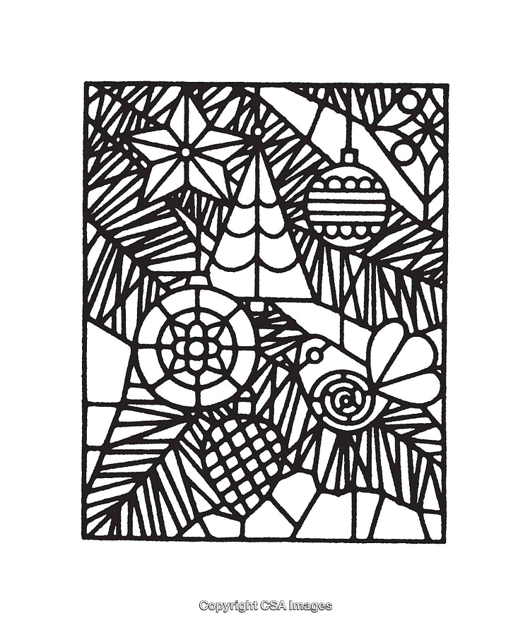 Black and White Line Art of Christmas Holiday Decorative Elements