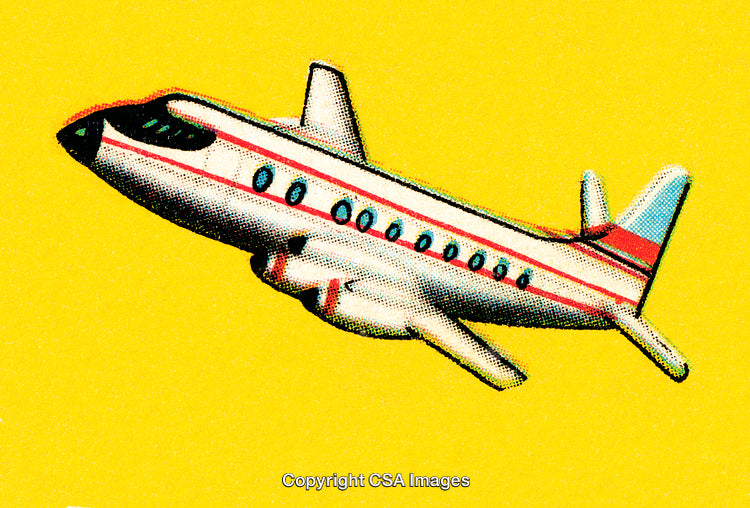 Illustration of Passenger Airplane in Retro Pop Art Style