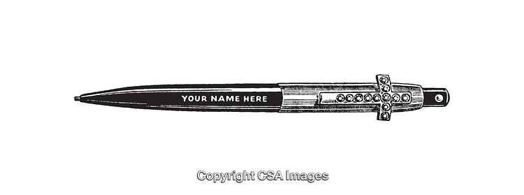 Black and White Line Art of a Customized Decorative Pen Design