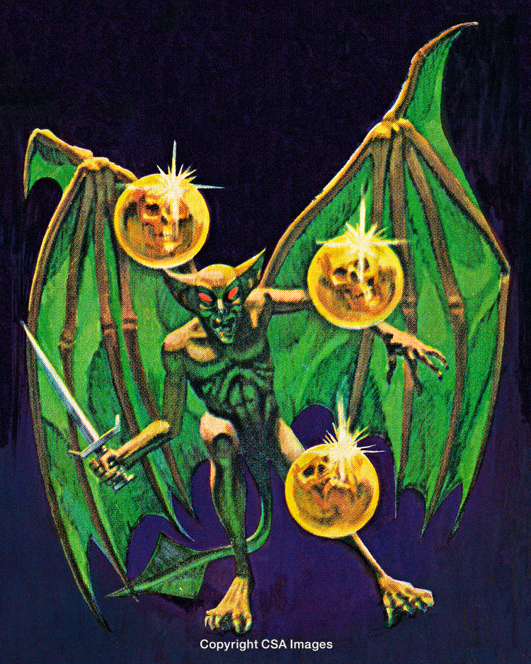 Mythical Creature With Wings and Glowing Orbs in a Dark Fantasy Setting