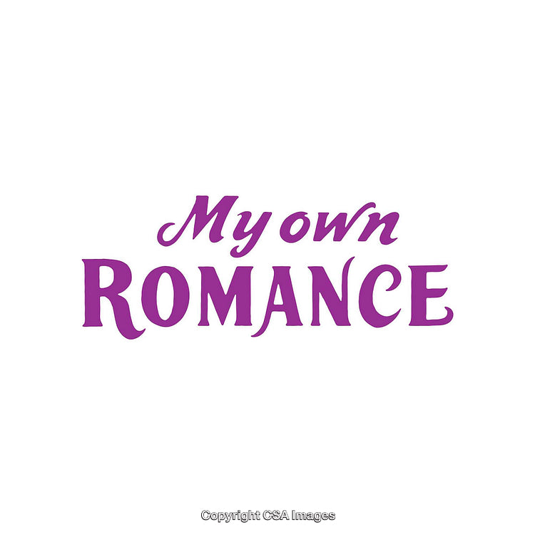Purple My Own Romance Text Design on White Background