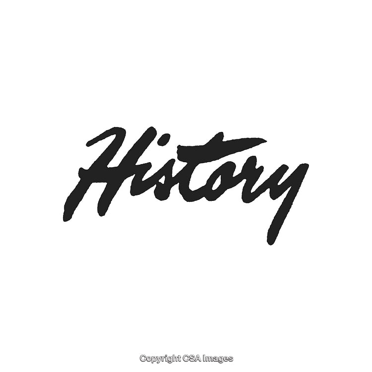 Stylized Calligraphy of the Word History in Monochrome Black and White