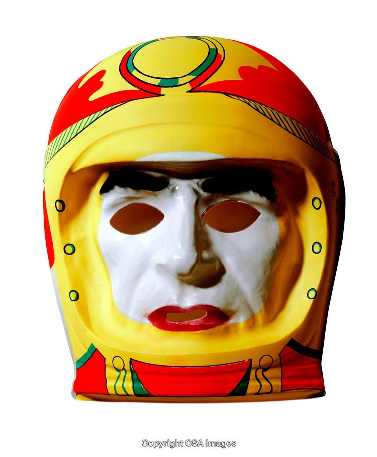 Colorful Plastic Astronaut Face Mask Costume Accessory on White Background