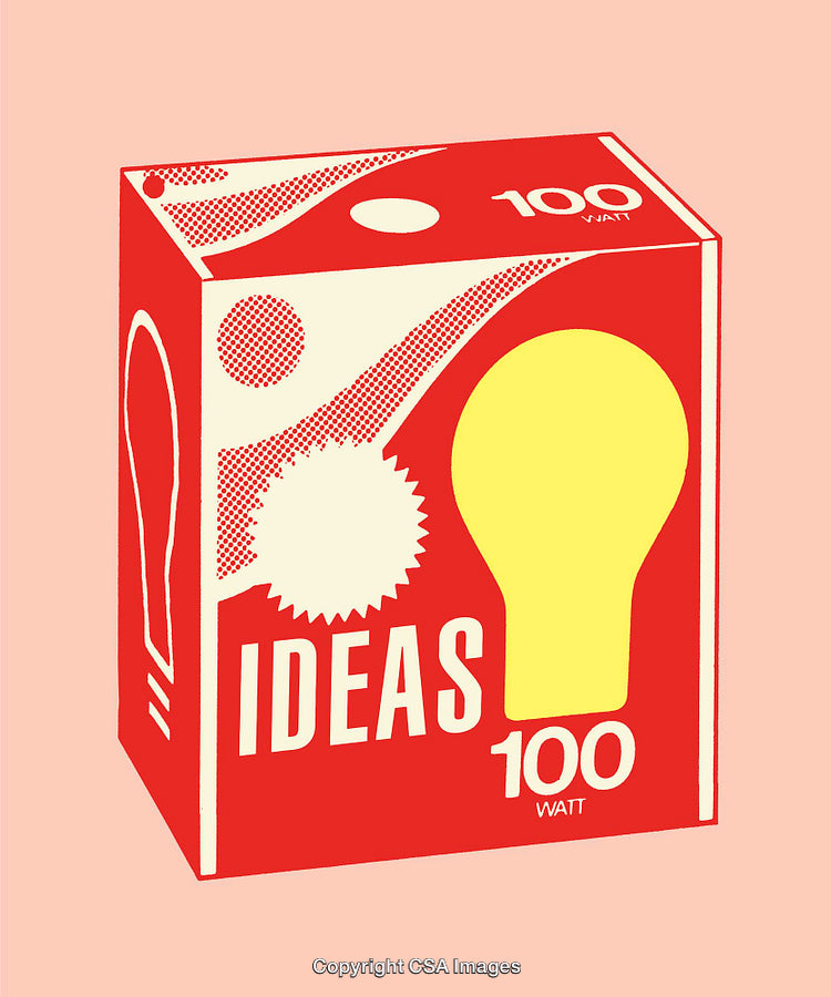 Conceptual Illustration of Ideas Boxed with Bold Design and Retro Style