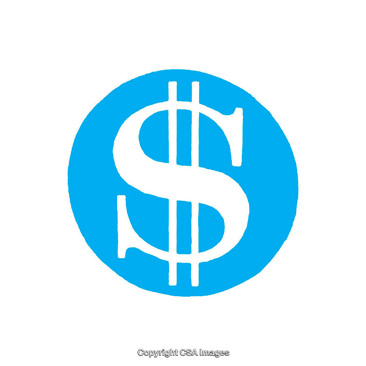 Blue Dollar Sign Icon in Circular Design on a White Background