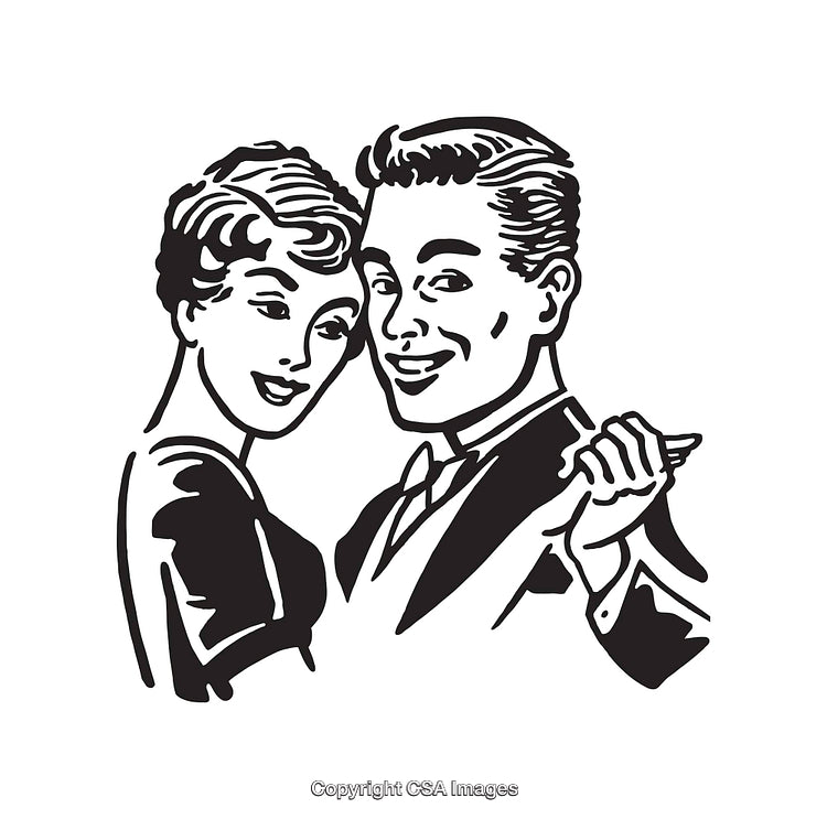 Retro Styled Black and White Couple Enjoying a Happy Moment