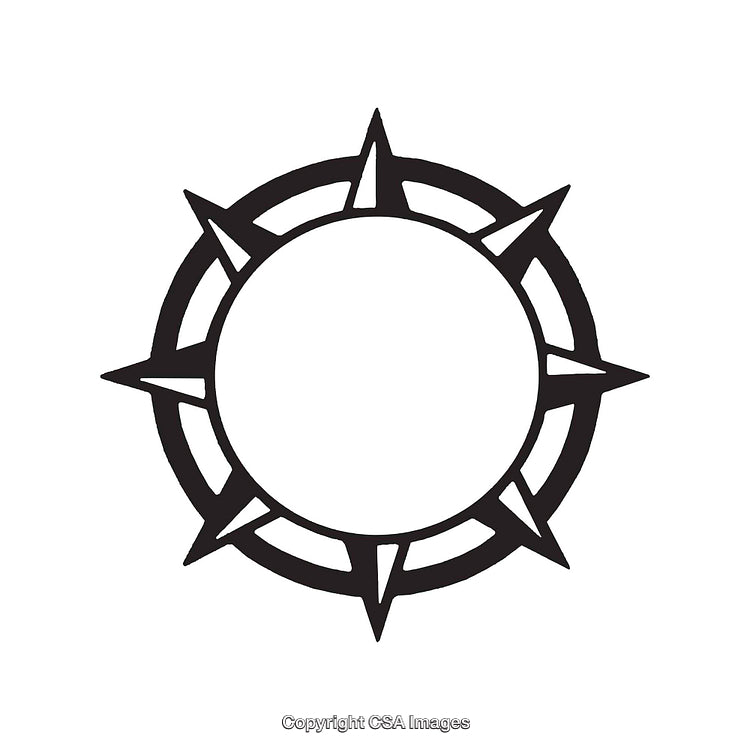 Minimalistic Compass Shape with Sharp Edges in Black and White Design