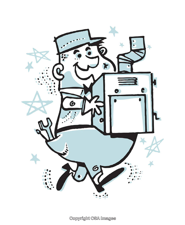 Retro Style Illustration of a Happy Worker Fixing a Machine