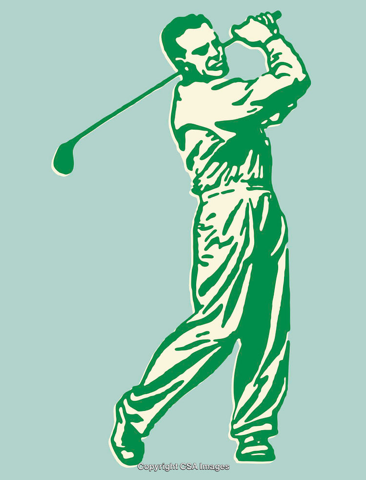 Vintage Style Illustration of a Golfer Swinging a Golf Club
