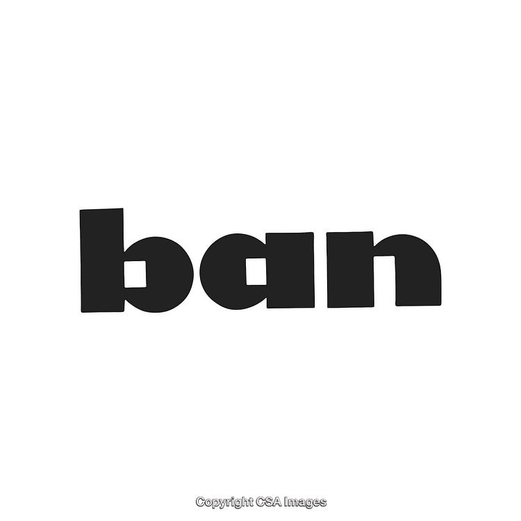 Typography Depicting the Word 'Ban' in Bold Black Letters on White