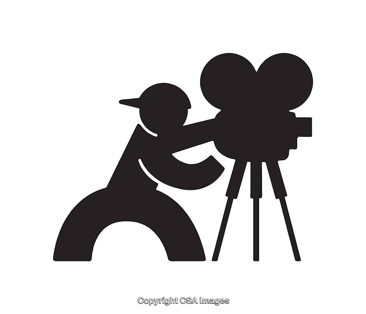 Silhouette Of A Filmmaker Operating A Vintage Camera On A Tripod