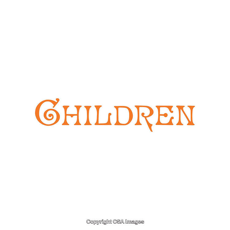 Stylized Orange Text Depicting the Word 'Children' on White Background