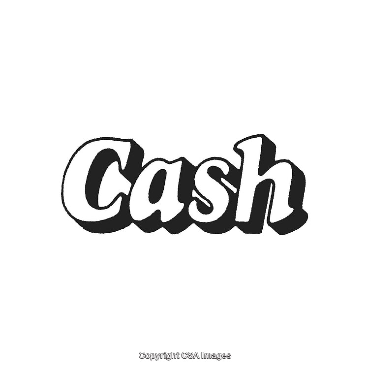 Stylized Monochrome Cash Typography Design on White Background